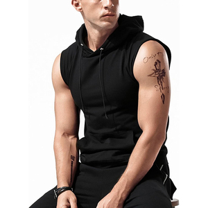 Wholesale Custom <b>Hoodie</b> Quick Dry Men's Vest Gym <b>Workout</b> Sleeveless <b>Hoodie</b> Blank Men's <b>Hoodie</b> - Product Image 3