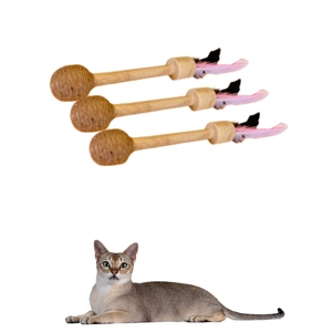 Juguete Ecológico para Mascotas de Madera de Café y Cuerda de Cáñamo con Pluma para Estimulación Mental y Ejercicio - Product Image 4