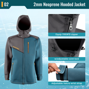 Aropec Fabricant OEM ODM Personnalisé Veste à Capuche Unisexe Anti-UV en Néoprène Imprimée en Sérigraphie avec Fermeture Éclair sur la Poitrine 3.0mm pour Surf et Sports Nautiques - Product Image 3