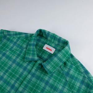 Camisa de Hombre de Alta Calidad, Talla Grande, con Doble Bolsillo Grande, Botones Cubiertos, Manga Larga, Diseño a Cuadros Verde, Camisas de Diseñador - Product Image 3