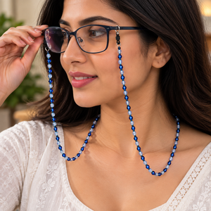 Cadena para Gafas Ligera Azul con Cuentas, Collar Porta Gafas, Cordón para Gafas con Longitud Ajustable para Uso Diario y de Moda - Product Image 1
