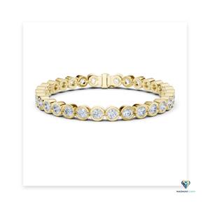 9.30 CT Yellow <b>Gold</b> Round Lab Grown Diamond Bezel Set Tennis Bracelet in 14K <b>Solid</b> <b>Gold</b> - Product Image 6