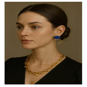 Collar llamativo con puntas chapadas en oro para mujer, cadena de eslabones vintage, joyería de latón para fiestas y uso diario - Product Image 2