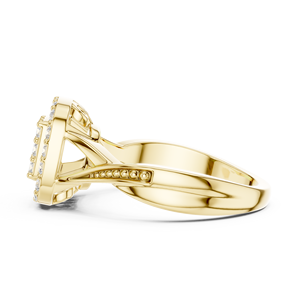 Bague de fiançailles en or jaune avec halo carré pour femme, bijoux de luxe pour mariage, cadeau de promesse - Product Image 5