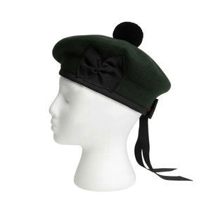 Casquette Balmoral unie vert foncé en laine, bonnet traditionnel de bagarde écossais, couvre-chef écossais - Product Image 2