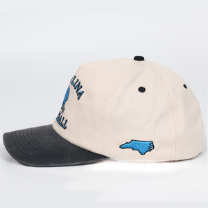 Custom Embroidered Logo Baseball Cap Trendy Vintage Snapback with Stretchable Brim 100% cotton 5-Panel <b>Hat</b> - Product Image 3