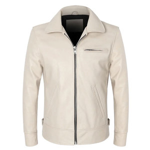 Veste d'hiver en cuir pour homme de qualité supérieure, coupe confortable, coupe-vent, en cuir véritable, pour un style décontracté au quotidien - Product Image 1