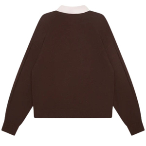 เสื้อโปโลถักคุณภาพสูง OEM สำหรับผู้ชาย สีน้ำตาล คอเสื้อตัดสี แขนยาว สวมใส่สบาย ผ้าฝ้ายนุ่ม ขายดี - Product Image 2