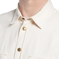 Chemise en denim de coton de haute qualité, couleur kaki beige, manches longues, deux poches poitrine, chemise décontractée en coton.