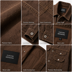 Veste en jean vintage marron personnalisée, écologique, coupe-vent, en coton biologique 360g, style camionneur standard, fabricant OEM ODM marque privée - Product Image 5
