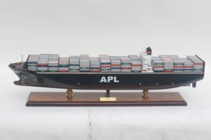 APL CONTAINER SHIP WITH <b>LIGHTS</b> Handcrafted Painted Wooden Commercial Ship Model for Office Decoration Business Gift Collection - Product Image 3