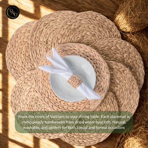 Set de table rond en jacinthe d'eau durable de 10 mm d'épaisseur, fait main, design bohème - Product Image 6