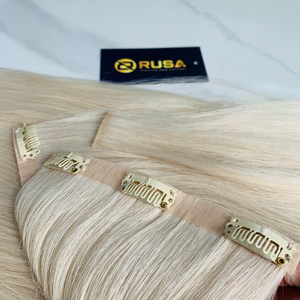 Extensiones de Cabello con Clip, Hechas con Cabello Humano Virgen de Vietnam, Tono Rubio, Textura Lisa, Compra al por Mayor - Product Image 4