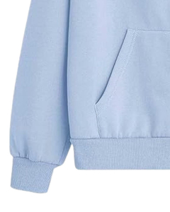 Sudadera con Capucha Unisex Azul Claro, Sudadera de Forro Polar con Cierre, Sudadera Extra Grande de Corte Regular, Color Sólido, Diseño Casual con Bolsillos, Ropa de Otoño - Product Image 6