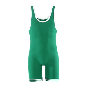 Green Wrestling Singlet Men One Piece Martial Arts Bodysuit Quick Dry Fitted Sports <b>Romper</b> Custom Logo - Product Image 1