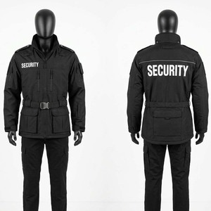 Veste en cuir sergé polycoton 240 GSM de qualité supérieure, noire, durable, à capuche, imperméable avec logo en relief - Product Image 1