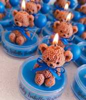 Bougie décorative esthétique pour fête d'enfants, souvenir, mini bougie ours avec ruban, bougie parfumée en cire de soja, cadeau unique pour filles, vente en gros