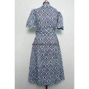 Women's Vintage A-Line Maxi Dresses Short Sleeve 100% Cotton Floral Print Eco-Friendly & Breathable Comfortable Summer <b>Wear</b> - Product Image 6