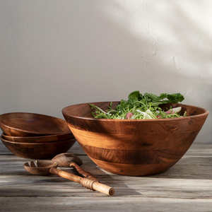 Bol à salade en bois d'acacia Mangowood 9 pouces, style rustique, pour mélanger légumes, fruits, céréales, pâtes, décoration maison, bol en bois. - Product Image 2