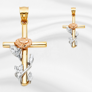 เครื่องประดับแบบใหม่ทันสมัยสามโทนสีเงิน/ทองอัลลอยด์จี้ไม้กางเขนแฟชั่นคริสเตียน - Product Image 6