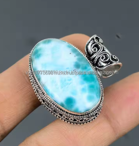 Larimar genuino 925 piedras preciosas de plata esterlina gran colgante marzo piedra natal colgante hecho a mano Larimar Natural gran colgante collar - Product Image 4