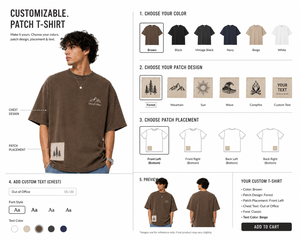 เสื้อยืดพิมพ์ลายปักแบบกำหนดเองได้ ทรงโอเวอร์ไซส์ ผ้าฝ้าย แขนสั้น คอกลม ลายป่าด้านหน้าซ้าย สำหรับผู้ชาย - Product Image 1