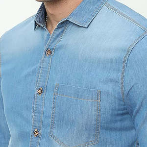 Camisa de Mezclilla para Hombre, de Alta Calidad, Color Sólido Clásico, Estilo Vintage, Ecológica, con Botones de Cuerno, para Uso Diario, Oficina, Estilo Urbano, Larga Duración - Product Image 3