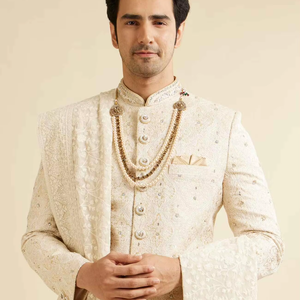 Salwar Kameez de Boda para Hombre, Traje Tradicional Indio Pakistaní para Novio, Hecho a Mano, con Protección Solar y Antiarrugas - Product Image 4