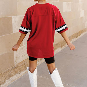Maillot de football américain personnalisé surdimensionné avec strass, col en V unisexe, maille respirante, streetwear, marque privée, OEM, vente en gros - Product Image 6