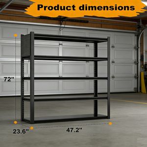 Scaffalature per Garage in Acciaio a 5 Ripiani, Robuste, 183 cm (H) x 122 cm (L) x 61 cm (P), Scaffali Metallici Regolabili, Capacità 1360 kg - Product Image 2