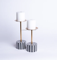 Support de bougie en résine géométrique de style nordique, fait à la main, noir, blanc, or, avec revêtement en poudre, pour mariage, Noël, décoration de la maison
