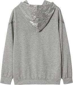 Sudadera con Capucha Extra Grande para Mujer, con Rayas de Lentejuelas, Hombros Caídos, Manga Larga, Tejida, Estilo Otoñal - Product Image 5