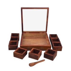 Traditional Wooden Spice <b>Box</b> Handmade Storage Container with Compartments for Kitchen Masala <b>Herbs</b> and Spices - Product Image 3