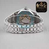 Montre de luxe unisexe en alliage à quartz, boîtier polygonal, lunette sertie de diamants, cadran squelette, analogique, fermoir à boucle, 41 mm, entièrement sertie de diamants, style Hip Hop
