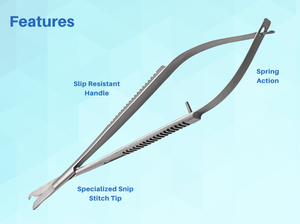 Castroviejo Snip Stitch <b>Scissors</b> Spring Handle Manual Stainless Steel All Sizes Regal Impex - Product Image 2