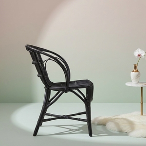 Elegante Silla de Comedor Moderna Francesa Ergonómica de Ratán Negro Tejida a Mano, Muebles Duraderos y Ligeros de Estilo Bistro para el Hogar - Product Image 4