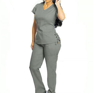 Ensemble de blouses médicales pour femmes, bleu ciel, tendance, en jersey de polyester extensible, séchage rapide, respirant, uniformes d'hôpital - Product Image 2