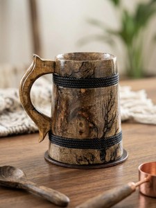 Mug à boire en corne de viking naturelle polie fait main, personnalisé, en bois de racine, écologique, sculpté à la main, rustique, sur mesure - Product Image 5
