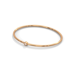Rose Gold Tone Diamond <b>Bangle</b> Slim Open <b>Bracelet</b> Minimalist Jewelry Gift - Product Image 2