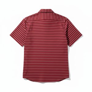 Premium Men's Red Striped Casual Jersey Summer Shirt Lightweight Breathable Quick Dry UV Protection 100% Cotton Button <b>Down</b> - Product Image 6