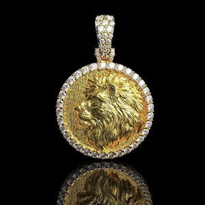 Colgante de Moissanita Cara de León de 1.4ct, Plata 925 Bañada en Oro de 14K, Rey del Coraje, Collar de Moissanita, Colgante de Diamante Estilo Hip Hop - Product Image 2