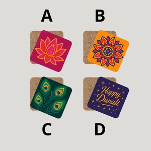 Juego de Posavasos Coloridos de MDF Lacado Hechos a Mano, Resistentes al Calor, para Regalo de Diwali, Decoración del Hogar, Vajilla - Product Image 2
