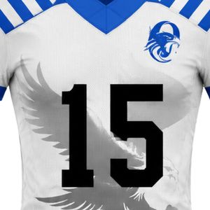 Blue White American Football Set Short Sleeve Jersey and Shorts Comfortable <b>Athletic</b> Outfit for Team Practice or Game Day - Product Image 5
