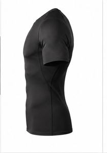<b>Men's</b> Black Short Sleeve <b>Compression</b> <b>Shirt</b> Crew Neck Fitted Moisture Wicking Quick Dry Breathable Polyester Sport Top - Product Image 3