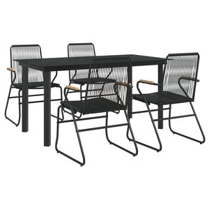 Set da Pranzo da Giardino Nero per 4 Persone, Struttura in Metallo Resistente alle Intemperie, Arredamento da Esterno dal Design Contemporaneo - Product Image 3