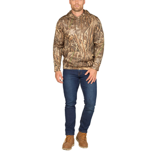 Sweat à capuche de chasse personnalisé haut de gamme, camouflage automnal, 420 GSM, 100 % polyester, coupe-vent, effet vieilli vintage, fermeture éclair, épaules tombantes, coupe oversize - Product Image 2