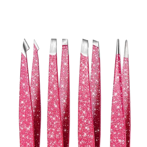 Pince à épiler rose scintillante très vendue pour femmes, en acier inoxydable, pour poils du visage et sourcils, avec logo personnalisé, lot de pinces à épiler - Product Image 6