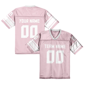 Maillot de football américain rose pour femme, col en V, manches courtes, nom de l'équipe sublimé, 00, évacuation de l'humidité, coupe classique, toutes saisons - Product Image 2