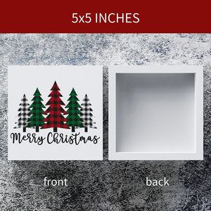 Alberi di Natale Divertenti, Arte Rustica in Legno, Scatola Decorativa in Legno con Scritta 'Buon Natale' per Decorazioni Domestiche, Mensole e Scrivanie - Product Image 2