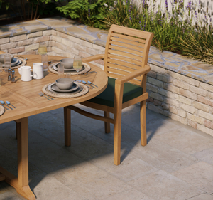 ชุดโต๊ะรับประทานอาหารกลางแจ้งไม้สักทรงรีขนาดใหญ่ 10 ที่นั่ง พร้อมเก้าอี้มีที่วางแขน เฟอร์นิเจอร์ระดับพรีเมียมสำหรับสวน ลานบ้าน วิลล่า รีสอร์ท โรงแรม - Product Image 4